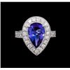 Image 2 : 3.30 ctw Tanzanite and Diamond Ring - 14KT White Gold