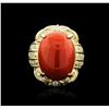 Image 2 : 14KT Rose Gold 20.93 ctw Coral and Diamond Ring