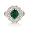 Image 1 : 1.64 ctw Emerald and 1.05 ctw Diamond Platinum Ring