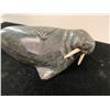 Image 2 : DAVIDEE ITULU INUIT SOAPSTONE CARVING OF WALRUS 8" LONG