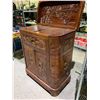 Image 2 : HEAVILY HAND CARVED WOOD CHINESE BAR UNIT 42"X36"X18"