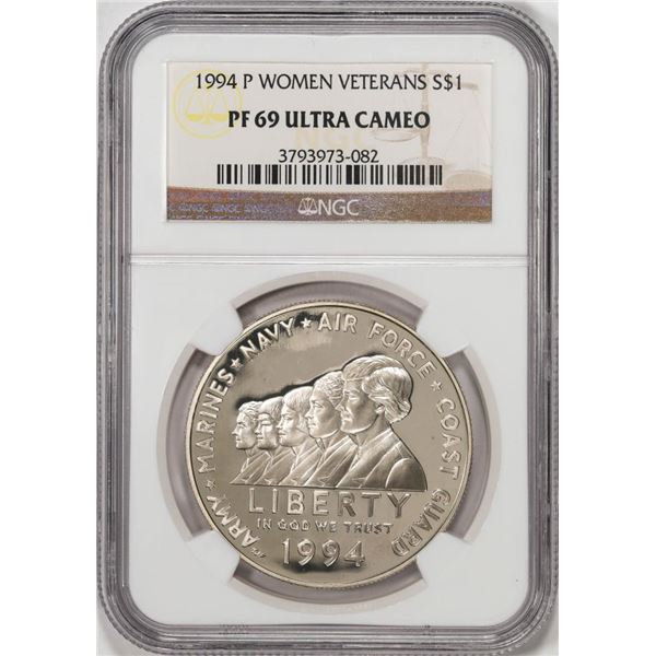 1994-P $1 Proof Women Veterans Commemorative Silver Dollar Coin NGC PF69 Ultra Cameo