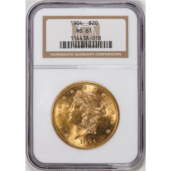 1904 $20 Liberty Head Eagle Gold Coin NGC MS61