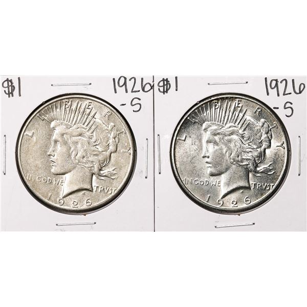 Lot of (2) 1926-S $1 Peace Silver Dollar Coins