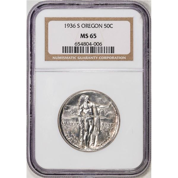 1936-S Oregon Trail Commemorative Half Dollar Coin NGC MS65