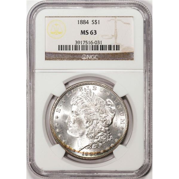 1884 $1 Morgan Silver Dollar Coin NGC MS63 Nice Toning