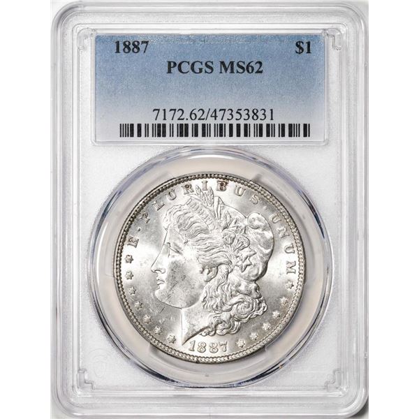1887 $1 Morgan Silver Dollar Coin PCGS MS62