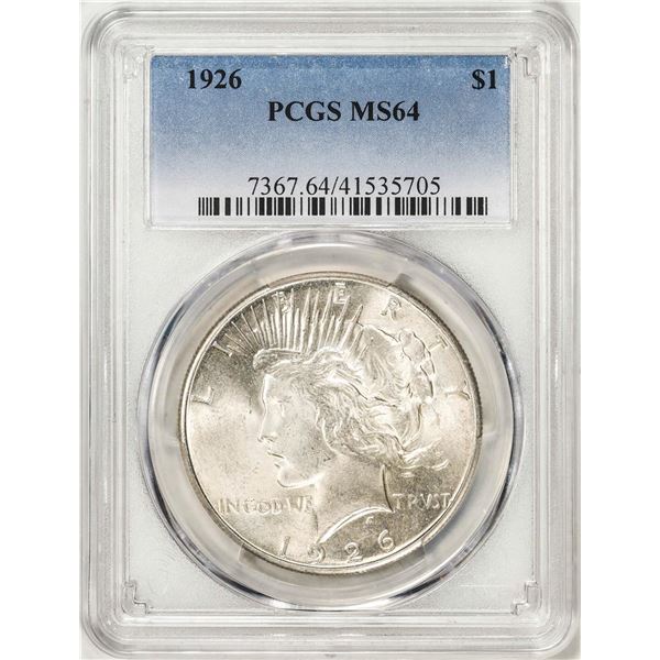 1926 $1 Peace Silver Dollar Coin PCGS MS64