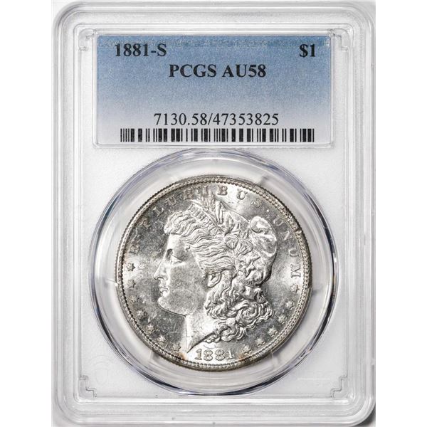 1881-S $1 Morgan Silver Dollar Coin PCGS AU58