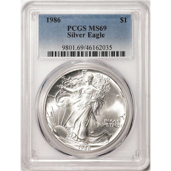 1986 $1 American Silver Eagle Coin PCGS MS69