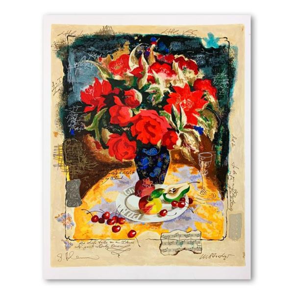 Galtchansky & Wissotzky "Red Flowers in a Vase" Limited Edition Serigraph on Paper