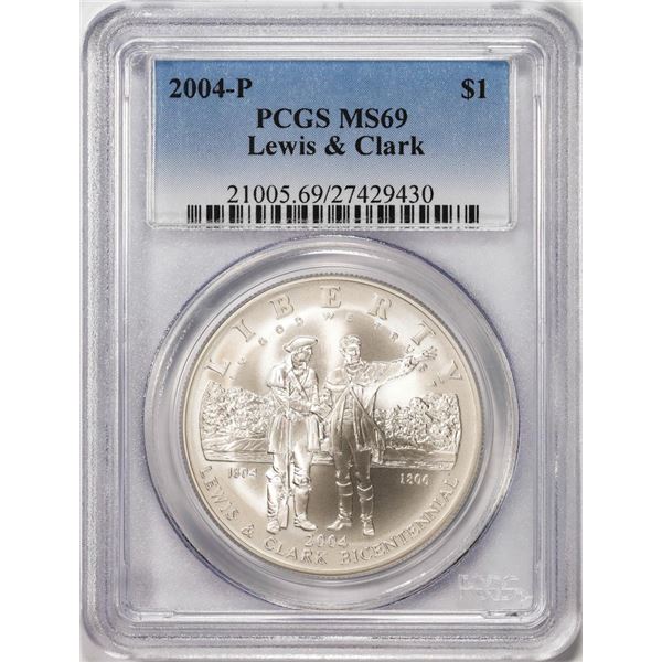 2004-P $1 Lewis & Clark Commemorative Silver Dollar Coin PCGS MS69