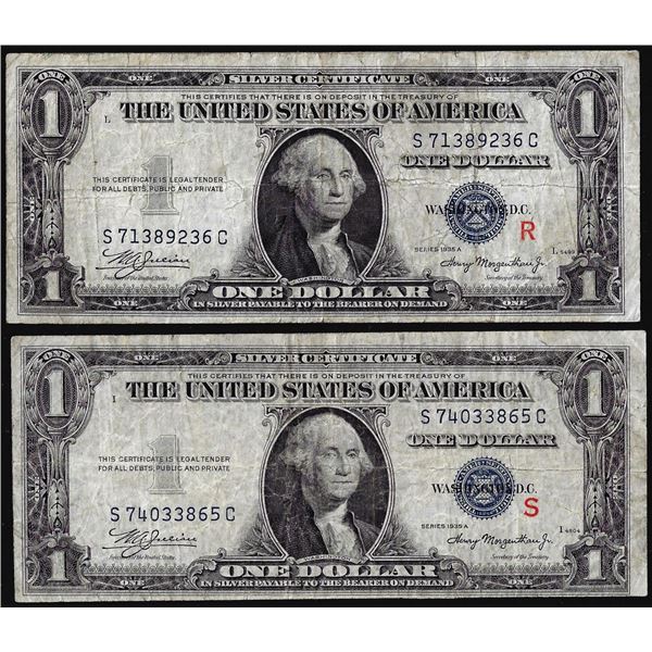 Pair of 1935A $1 Experimental "R" & "S" Silver Certificate Notes
