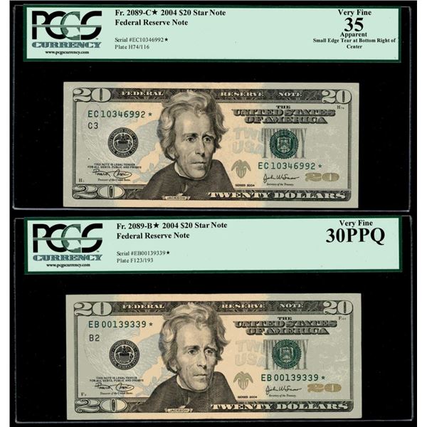 Lot of (2) 2004 $20 Federal Reserve STAR Notes PCGS Graded
