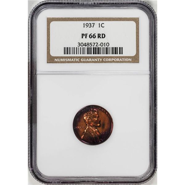 1937 Proof Lincoln Wheat Cent Coin NGC PF66RD
