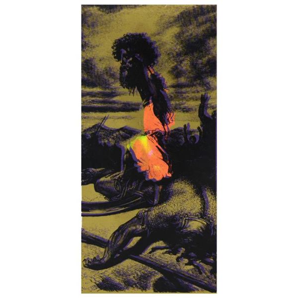 Steve Kaufman (1960-2010) "David and Goliath Gold" Original Silk Screen on Canvas