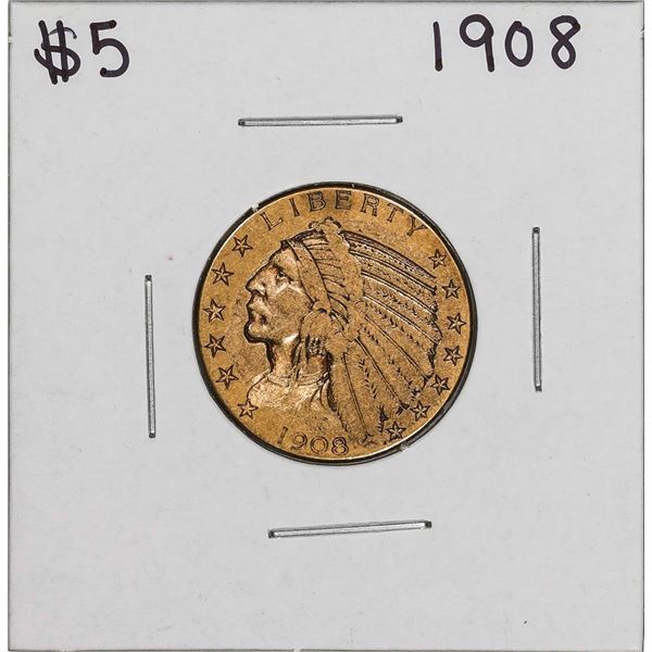 1908 $5 Indian Head Half Eagle Gold Coin