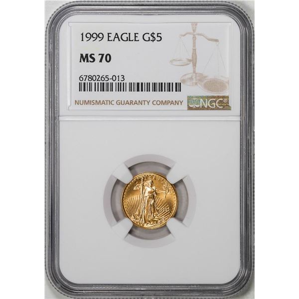 1999 $5 American Gold Eagle Coin NGC MS70