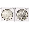 Image 1 : Set of 1934 & 1934-D $1 Peace Silver Dollar Coins