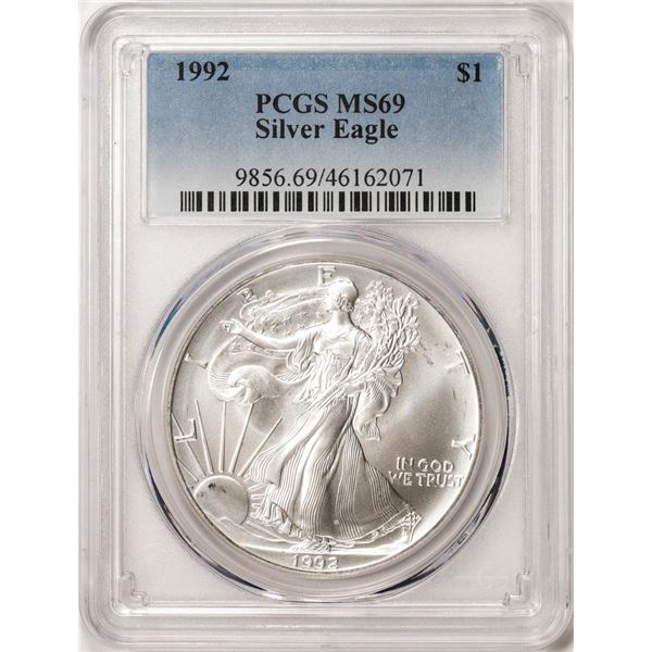 1992 $1 American Silver Eagle Coin PCGS MS69