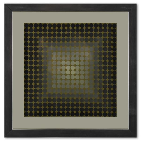 Victor Vasarely "Cta - 102 De La Serie Cta - 102" Mixed Media Print On Paper