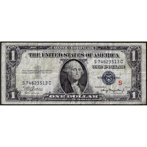 1935A $1 Experimental "S" Silver Certificate Note