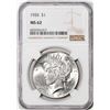 Image 1 : 1926 $1 Peace Silver Dollar Coin NGC MS62