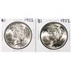 Image 1 : Lot of (2) 1922 $1 Peace Silver Dollar Coins