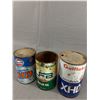 Image 2 : 3 Vintage Gulf & UFA Motor Oil Quarts, As Found