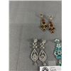 Image 2 : 3 Pairs of Large Dangle Rhinestone Earrings