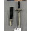 Image 2 : Replica German Officer's Dagger w/ Sheath. Missing Emblem.  Approx. 13" L