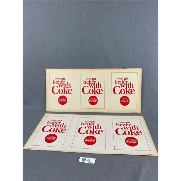 2-Vintage Coca-Cola Poster Board Advertising. Approx. 11" x 24"