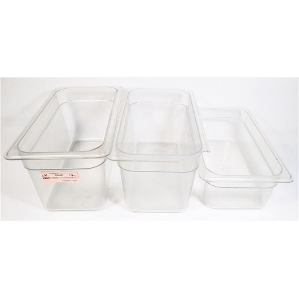 THREE CAMBRO 1/3 SIZE INSERTS