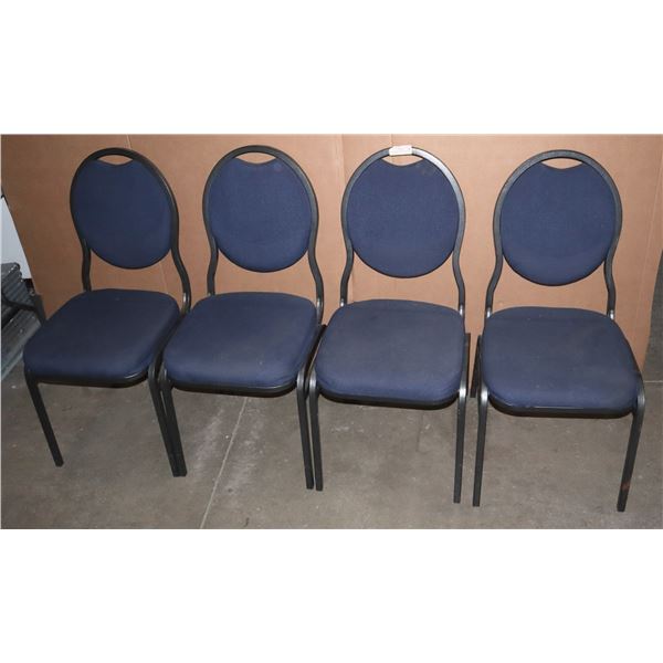 4 MATCHING STACKABLE BLUE CHAIRS (SEAT HIGHT 18")