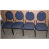 Image 1 : 4 MATCHING STACKABLE BLUE CHAIRS (SEAT HIGHT 18")