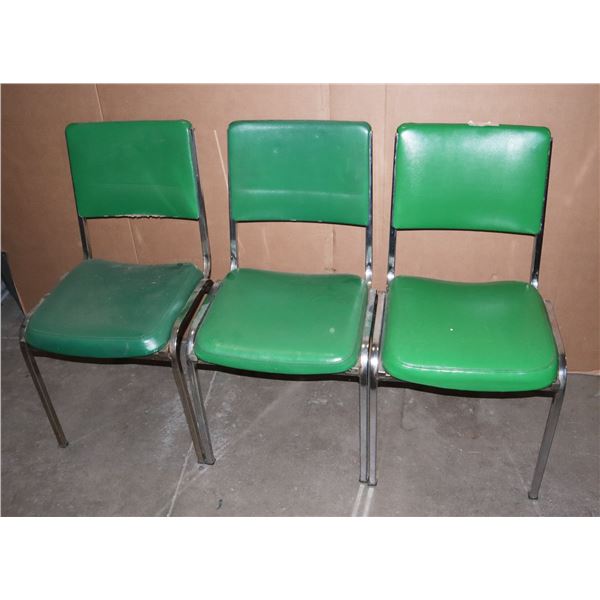 UNCLAIMED: 3 MATCHING GREEN CHAIRS