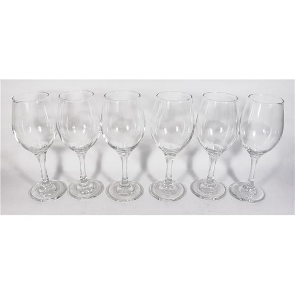 LOT OF 6 WINE GLASSES ABOUT 8" TALL