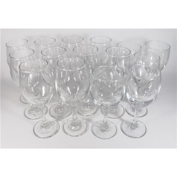 LOT OF 15 WINE GLASSES ABOUT 8" TALL