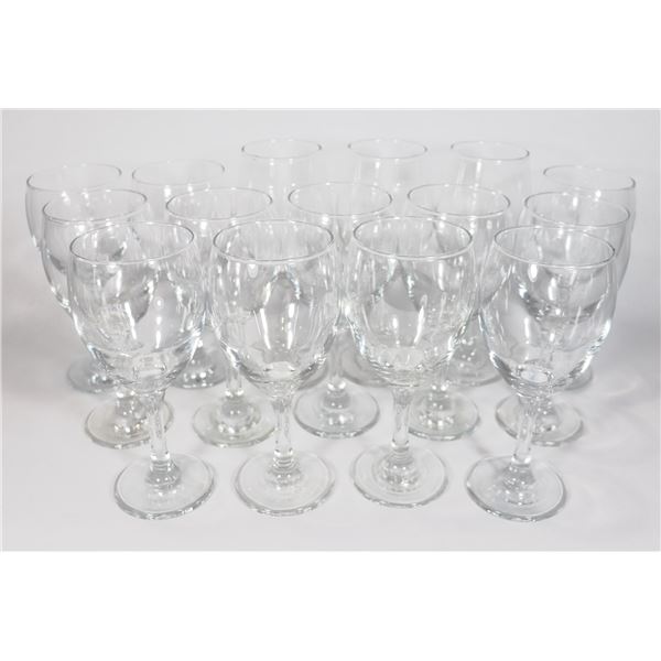 LOT OF 15 WINE GLASSES ABOUT 8" TALL