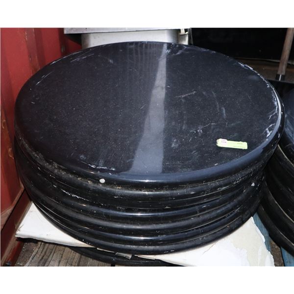 STACK OF 27.5" DIAMETER STONE TABLE TOPS