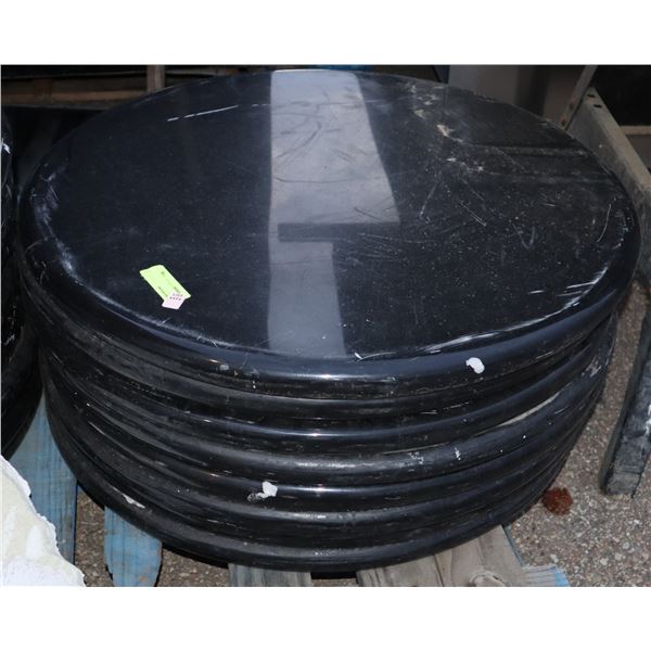 STACK OF 27.5" DIAMETER STONE TABLE TOPS