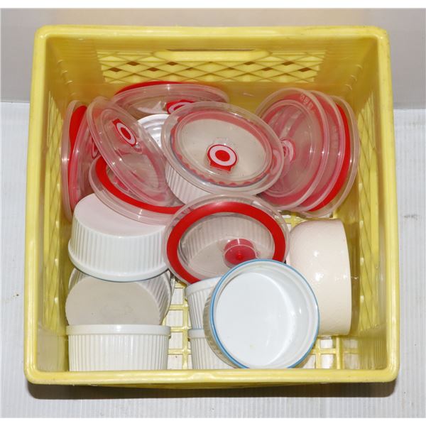 MILK CRATE OF CONTAINERS WITH LIDS