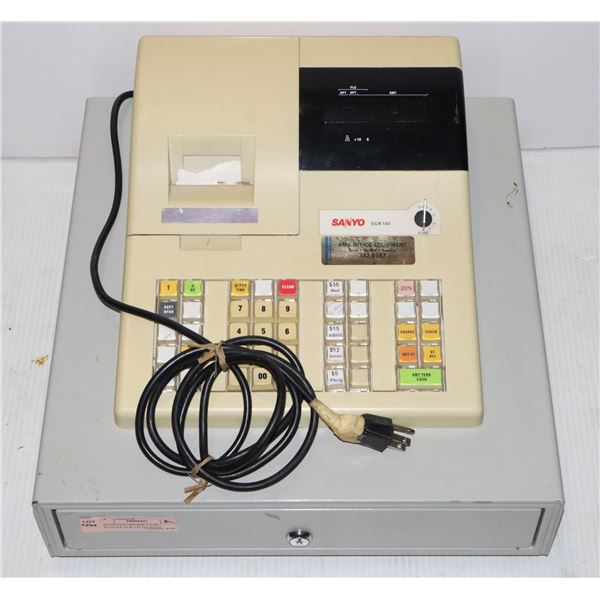 SANYO ELECTRONIC CASH REGISTER ECR 140 NO KEYS