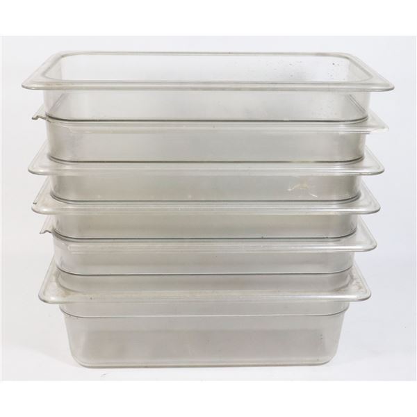 LOT OF 6 1/3 SIZE PLASTIC INSERTS (NO LIDS,