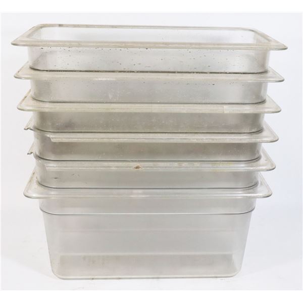 LOT OF 6 1/3 SIZE PLASTIC INSERTS (NO LIDS,