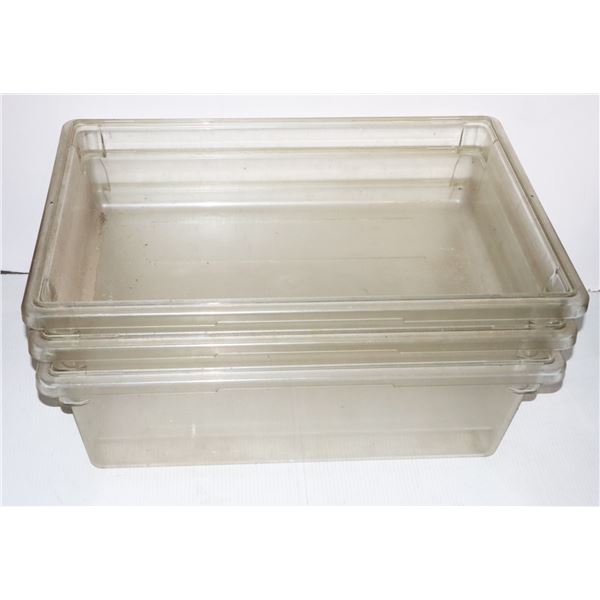 THREE CAMBRO FOOD STORAGE/ PREP CONTAINERS