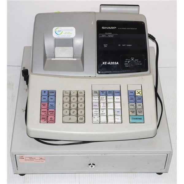SHARP ELECTRONIC CASH REGISTER XE-A203A NO KEYS