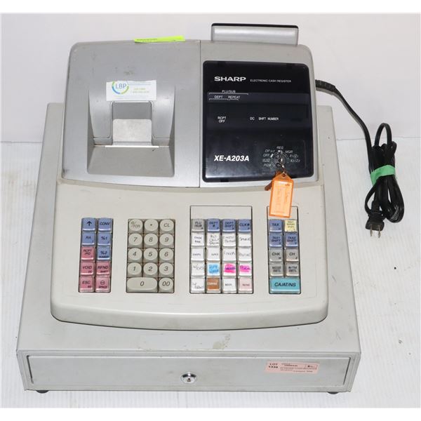 SHARP ELECTRONIC CASH REGISTER XE-A203A NO KEYS