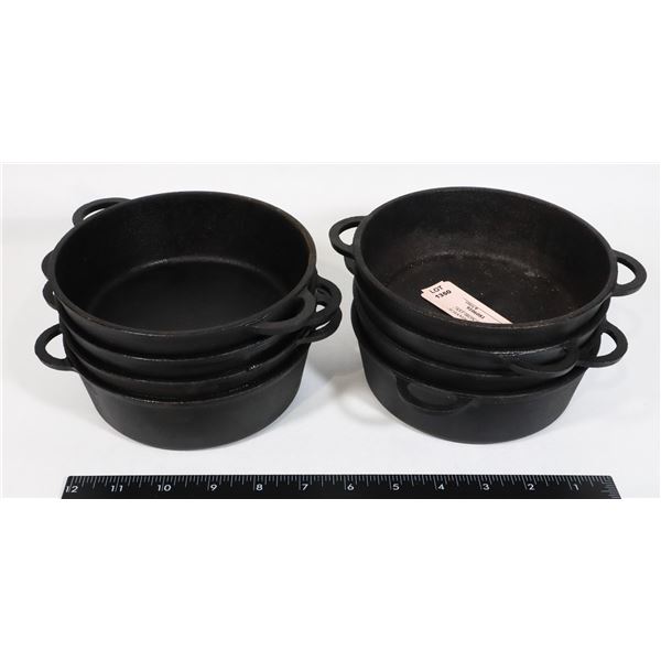 LOT OF 8 CAST IRON 6" DIAMETER PANS WITH HANDLES