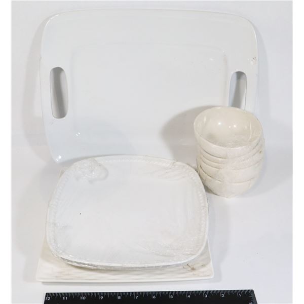 MILK CRATE FULL OF MISC. RESTAURANT DISHES